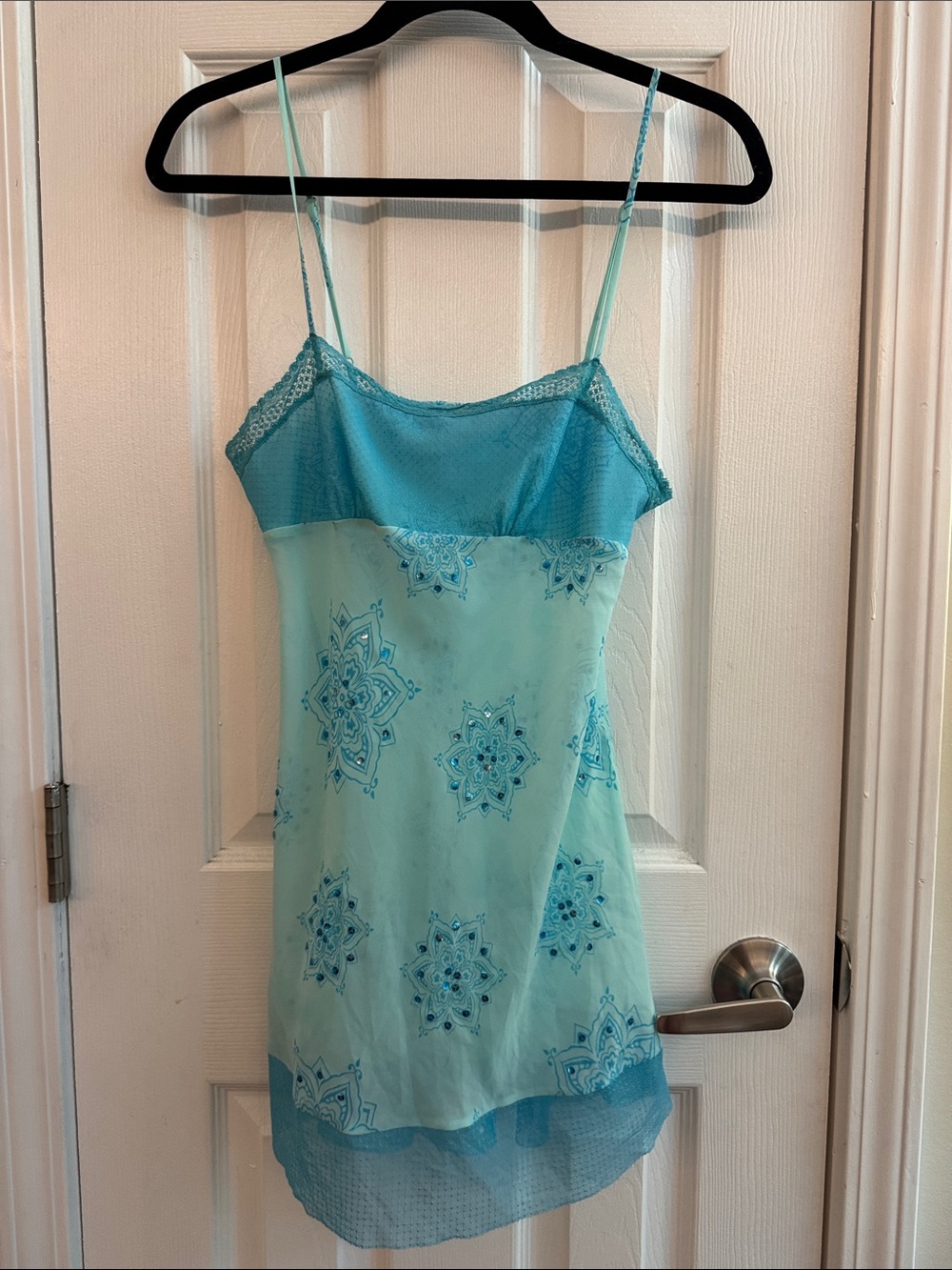 VICTORIA’S SECRET Vintage Y2k Sheer Mesh Mandala Sequin Nightgown Slip Dress Sm